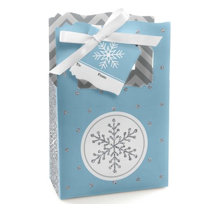 Big Dot of Happiness Winter Wonderland - Snowflake Holiday Party and Winter Wedding Favor Boxes Gift Bags - 12 Count