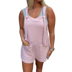 Women's French Terry Overall Romper - BUCKETLIST - 1 of 2