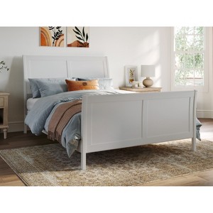 Traditional Sleigh Bed with Turbo Charger - King Size Grey Finish - Curved Headboard Design - 1 of 3