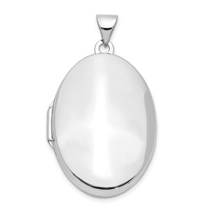 Black Bow Jewelry 14k White Gold Polished Domed Locket, 26mm - 1 of 4