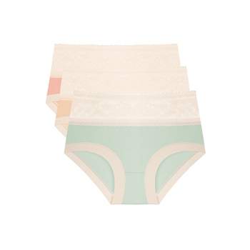 Set of 3 pcs) Zeneya Thread Lace Ribbed Cotton Panty For Women Underwear  Undies Panties A10