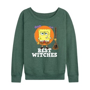 Women's - SpongeBob SquarePants - Best Witches Lightweight French Terry Wide Neck Long Sleeve Graphic Shirt - 1 of 4