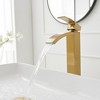 BWE Waterfall Single Hole Single Handle Bathroom Vessel Sink Faucet in Brushed Gold - 4 of 4
