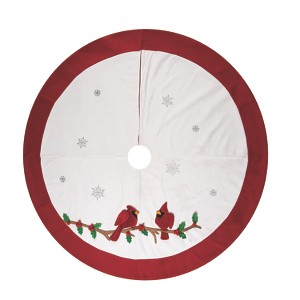 Transpac Polyester 47.25 in. Multicolor Christmas Cardinals on Branch Tree Skirt - 1 of 3