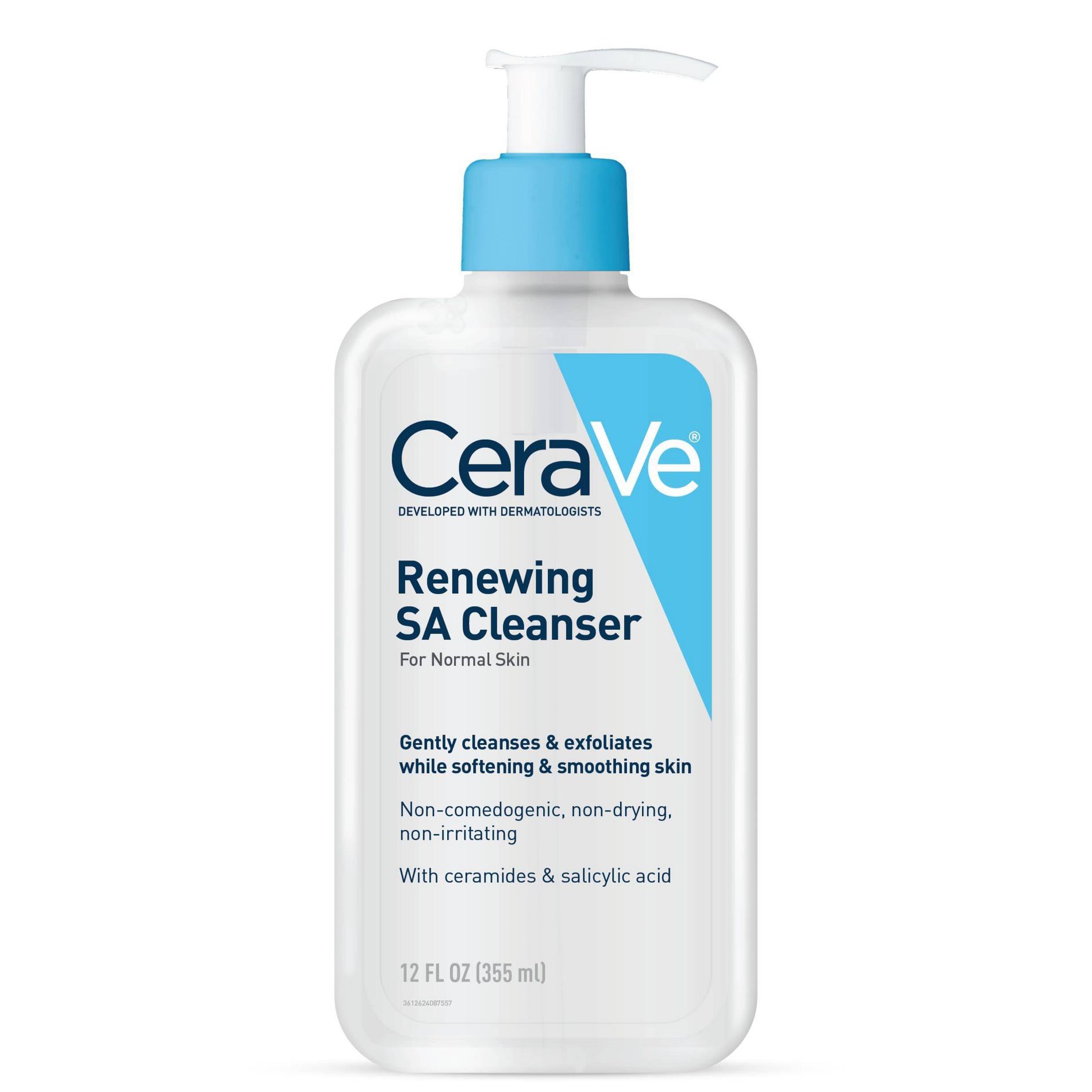 CeraVe Renewing SA Cleanser - 12oz: Noncomedogenic, Paraben-Free, With Salicylic Acid, For Normal, Sensitive Skin