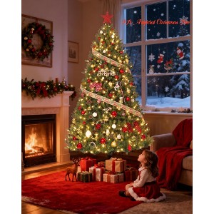 Home Artificial Christmas Tree, 4.5Ft/6Ft/7.5Ft/9Ft Pre-Lit Christmas Tree, PE/PVC Tips, Easy Setup 3 Steps, Flame Retardant - 1 of 4