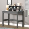 Vynxaria Grey Writing Desk with Hutch - Spacious Rectangular Top (0.7" Thick), Multiple Compartments, Built-in Cable Management - 2 of 4