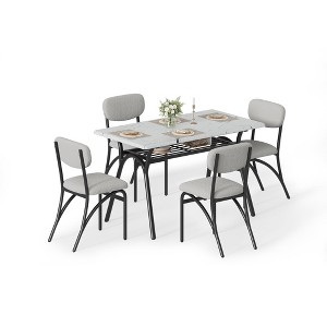 5 Piece Modern Dining Table Set for 4, Small Rectangular Kitchen Table with Open Shelf - 1 of 4