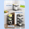 Hachikiko 2-Tier Heavy Duty Adjustable Pots and Pans Storage Rack - Kitchen Cabinet Organizer for Cookware, Lids, Bowls Under Sink or Countertop - 3 of 4