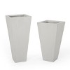 Christopher Knight Home Ella Outdoor Modern Medium and Small Cast Stone Planters (Set of 2) - 2 of 4