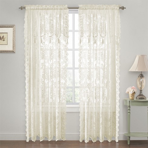 Goodgram Shabby Chic Lace Curtain, Curtains With Valance Attached