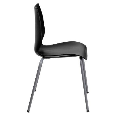 Hercules Series 770 lb. Black Polypropylene Stack Chair with Lumbar Support