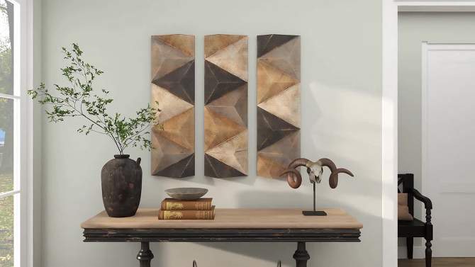 Wood Geometric Handmade 3D Wall Decor Set of 3 Brown - Olivia &#38; May, 2 of 16, play video