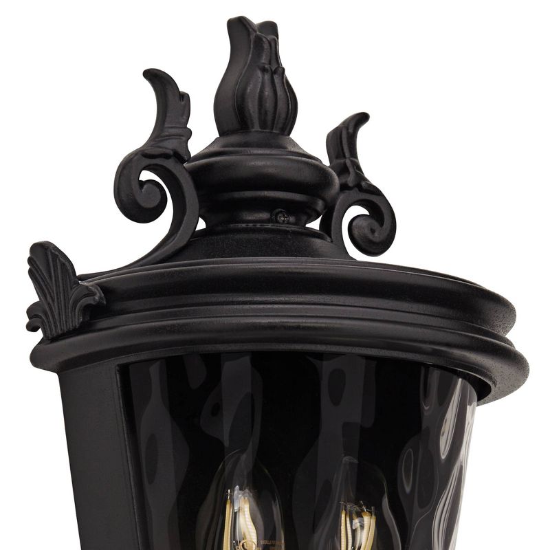 John Timberland Casa Marseille Vintage Rustic Outdoor Wall Light Fixture Textured Black Scroll 17" Clear Hammered Glass for Post Exterior Barn Deck, 3 of 9