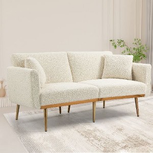 CAVINAS Loveseat Sofa with Metal Feet, Modern Convertible Sofa, Vintage Accent Sofa, Upholstered Sofa Couch for Living Room - 1 of 4