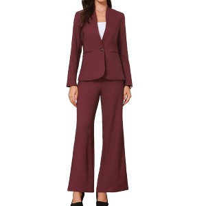 INSPIRE CHIC Women's Business Collarless Long Sleeve with Pockets Blazer and Pants Sets 2 Pcs - 1 of 4