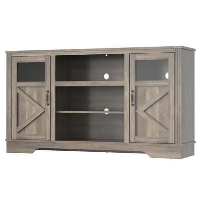 GustoWave Farmhouse TV Media Console Table for up to 65 Inch TV, 34.4" Tall TV Stand with Storage & LED Light
