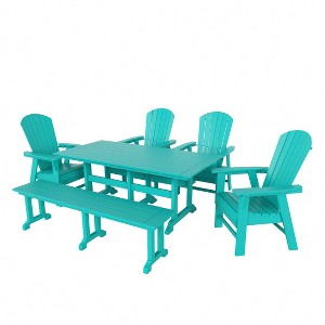 WestinTrends 6 Piece Outdoor Patio Dining Table and Armchair Dining Bench Set - 1 of 2