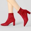 Allegra K Women's Pointed Toe Back Zipper Chunky Heels Ankle Boots - 2 of 4