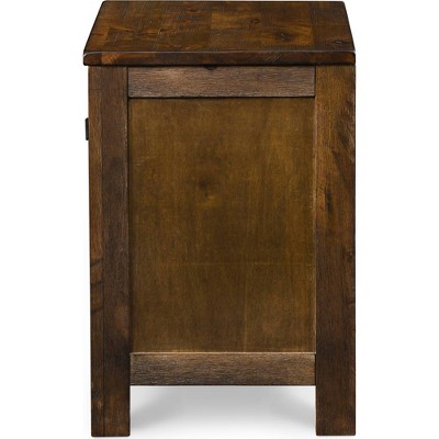 Rustic Brown 2-Drawer Wooden Nightstand with Beveled Handles