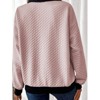 Coolmee Women's Long Sleeve Tops Textured Colorblock Buttoned Sweatshirt Collar Top - 2 of 4