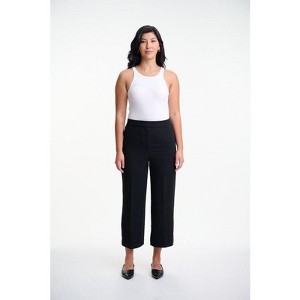 Lafidi Women’s High-Rise Cropped Pants – Straight Leg Business Casual Trousers with Slash Pockets and Elastic Back Waist - 1 of 4