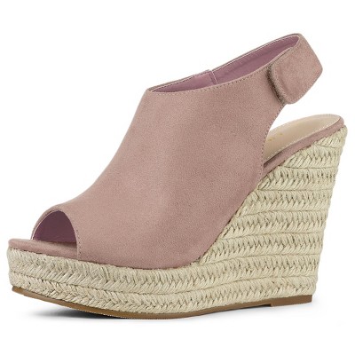 Allegra K Women's Espadrille Platform Heeled Wedges Sandals