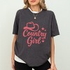 Country Girl Hat Puff Print  - Womens Short Sleeve Graphic T-Shirt - 2 of 4