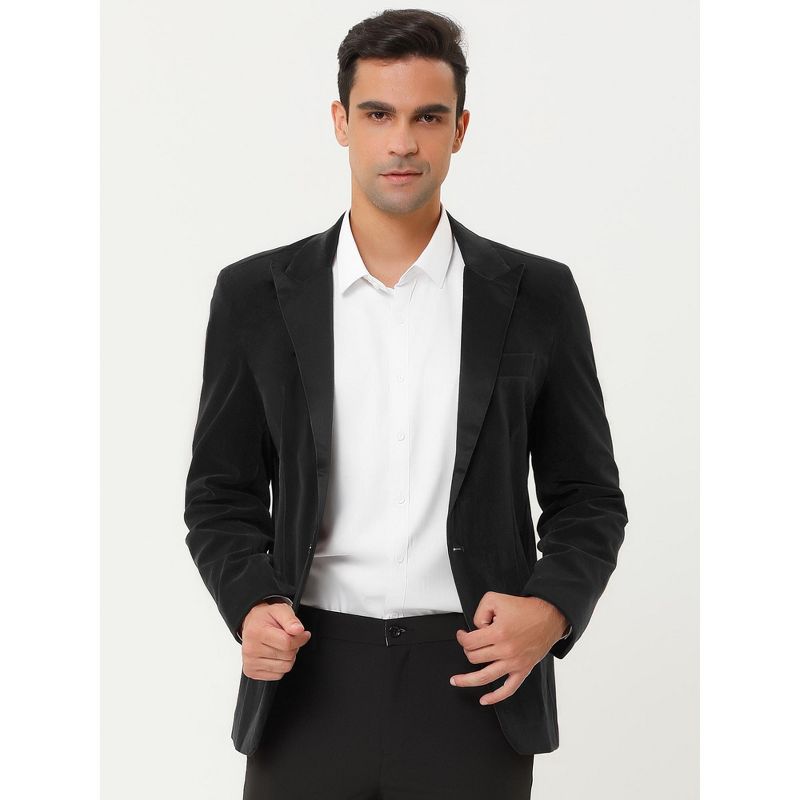 Lars Amadeus Men's Velvet Blazer One Button Party Prom Tuxedo Dinner Suit Blazer, 2 of 7