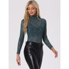 Allegra K Women's See-Through Long Sleeve Turtleneck Sheer Floral Lace Blouse - 2 of 4