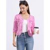 INSPIRE CHIC Women's Collarless Pockets 3/4 Sleeve Denim Jackets - 4 of 4