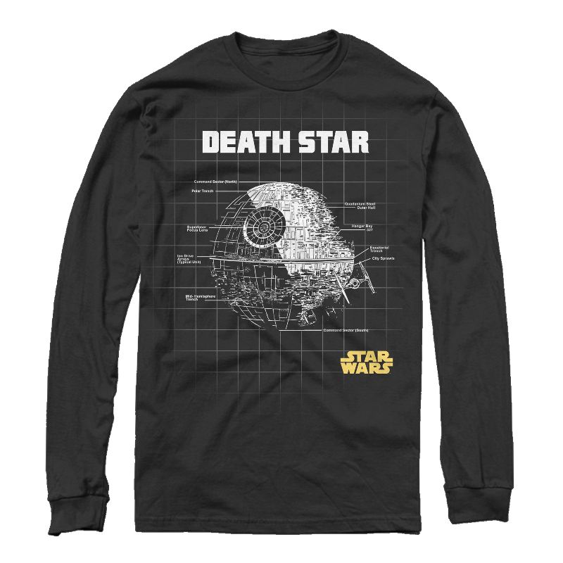 Men's Star Wars Death Star Schematics Long Sleeve Shirt, 1 of 4