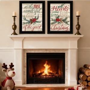 YOOCOZZ 2-Piece Classic Christmas Wall Arts, "All Hearts Come Home for Christmas",  by Artisan Cindy Jacobs, Ready to Hang Framed Print, Black Frame - 1 of 4