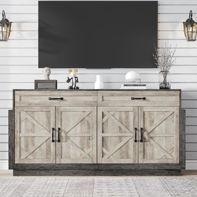 64 inches Large TV Stand, Entertainment Center with Storage Cabinets, TV Console Table, Greyish