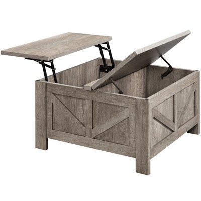 Yaheetech Wooden Lift Top Coffee Table with Hidden Compartments for Living Room Reception, Gray