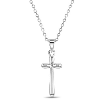 Girls' Unique Thin Cross Sterling Silver Necklace - In Season Jewelry