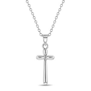 Girls' Unique Thin Cross Sterling Silver Necklace - In Season Jewelry - 1 of 4