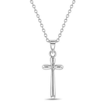Girls' Unique Thin Cross Sterling Silver Necklace - In Season Jewelry