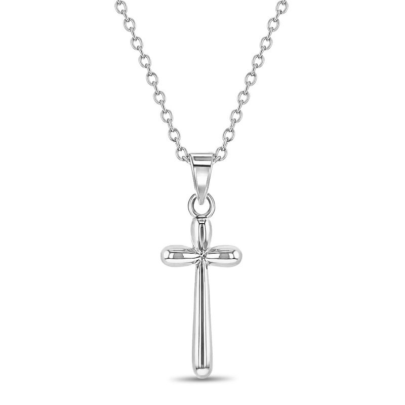 Girls' Unique Thin Cross Sterling Silver Necklace - In Season Jewelry, 1 of 5
