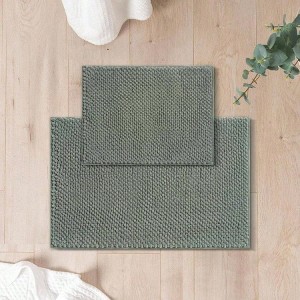 Green Bathroom Rugs 2 - Piece Set, Non - Slip, Water Absorbent, 17x24+20x32 Bath Mats. - 1 of 4