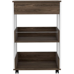 TiramisuBest Wine Storage Pedestal Kitchen Island White and Macadamia with White for Kitchen Islands & Carts - 1 of 4