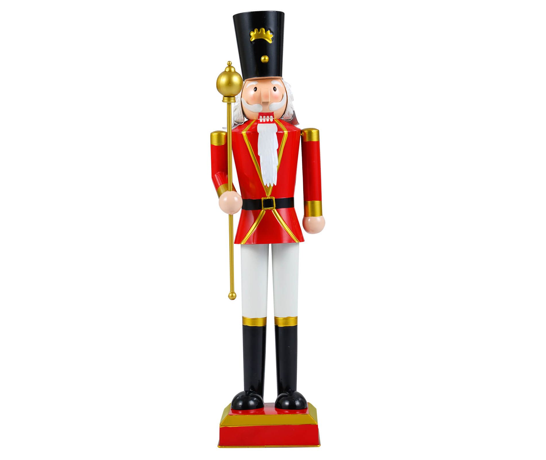 Costway 32.5” Christmas Nutcracker with High Hat & Beautiful Scepter, Uniform & Boots Black+Red/Gold