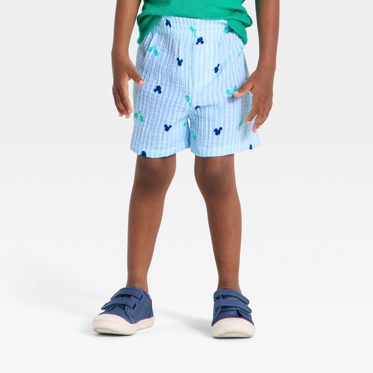 Toddler Boys' 2pc Disney Mickey Mouse Sporty Collared Shirt and Shorts Set - Green/Blue - thumbnail 4