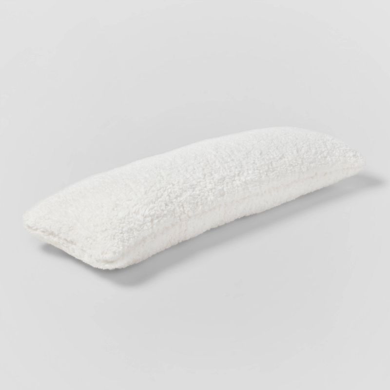 Oversized Oblong Traditional Cozy Faux Shearling Decorative Throw Pillow Cream - Threshold&#8482;, 4 of 10