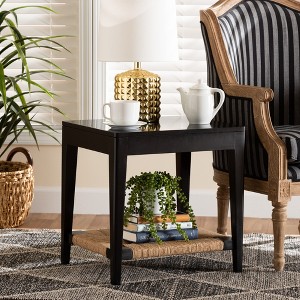 bali & pari Freya Modern Bohemian Black Finished Bayur Wood End Table - 1 of 4