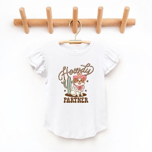 The Juniper Shop Howdy Partner Dog Toddler Flutter Sleeve Tee - 1 of 2