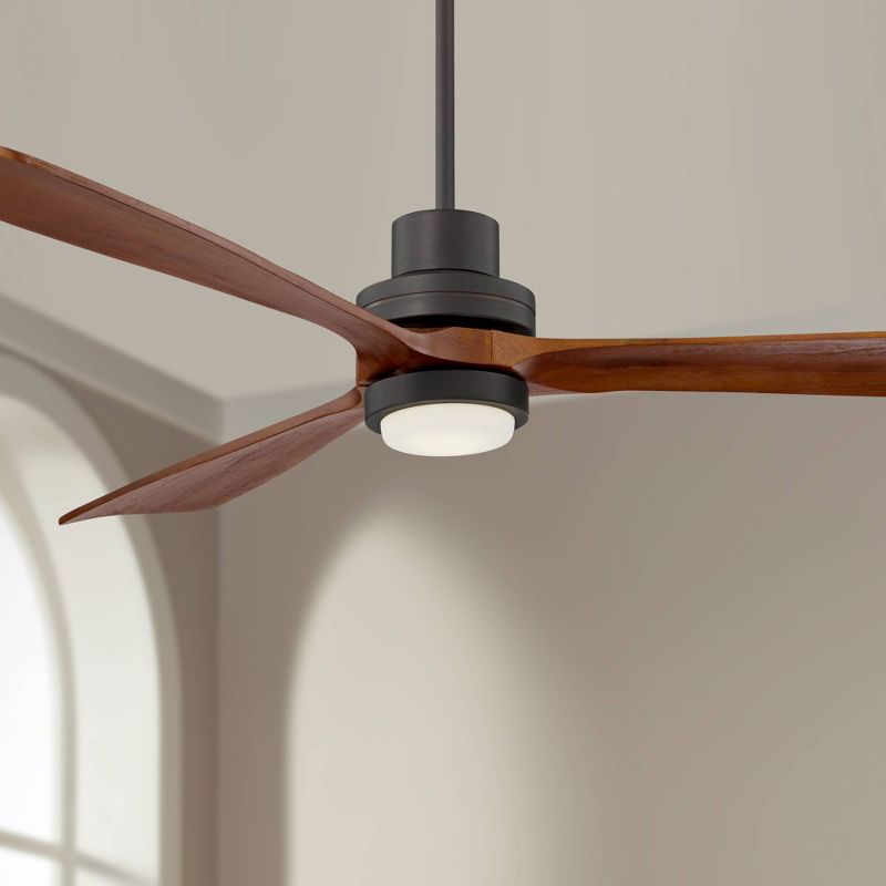 66" Casa Vieja Delta-Wing XL Rustic Farmhouse Indoor Ceiling Fan with LED Light Remote Control Oil Rubbed Bronze Walnut Wood for Living Room Kitchen, 2 of 10