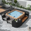 Outdoor Rattan Sectional Sofa Set, Quadrilateral Spa Surround Frame with Sofa Seats and Storage Spaces 4W, Gray/Beige -ModernLuxe - 2 of 4