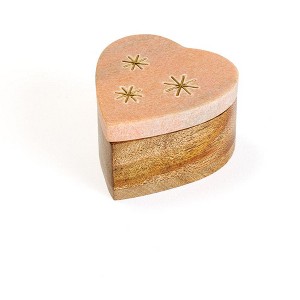Matr Boomie Jaipuri Heart Keepsake Box - Pink Carved Marble - 1 of 3