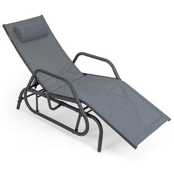 Tangkula Patio Chaise Lounge Glider Recliner Chair Adjustable Sturdy Metal Frame Outdoor
